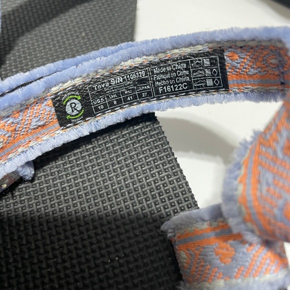 Teva Original Universal Sandals Womens 10 Blue Orange Velvet Trim 1106329 - Picture 5 of 6